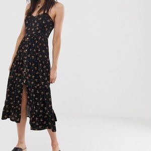 Band of Gypsies black floral tiered midaxi dress